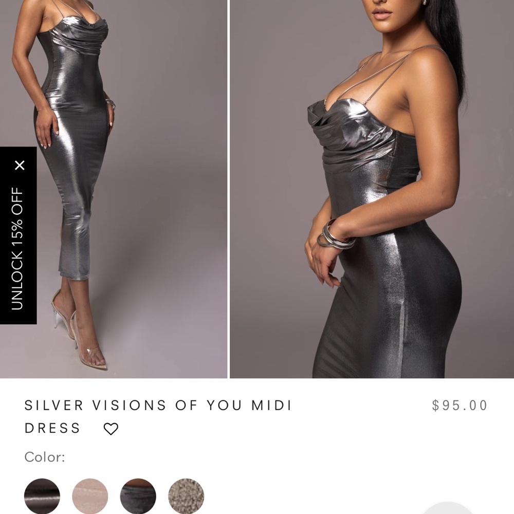 JLUXLABEL Metallic BLACK Midi Dress